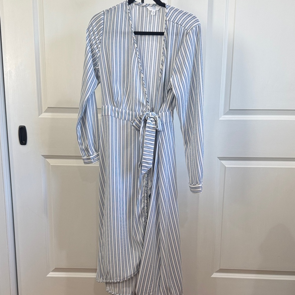 Time and Tru Blue and White Striped High Low Dress
